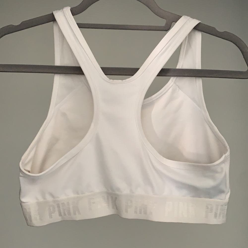 PINK sports bra. White w/logo band. Large. Cute! - Picture 5 of 7